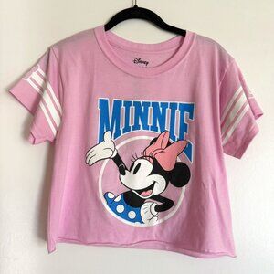 Share Disney Parks Mickey & Co Minnie Mouse Short Sleeve Collegiate Boxy Crop To